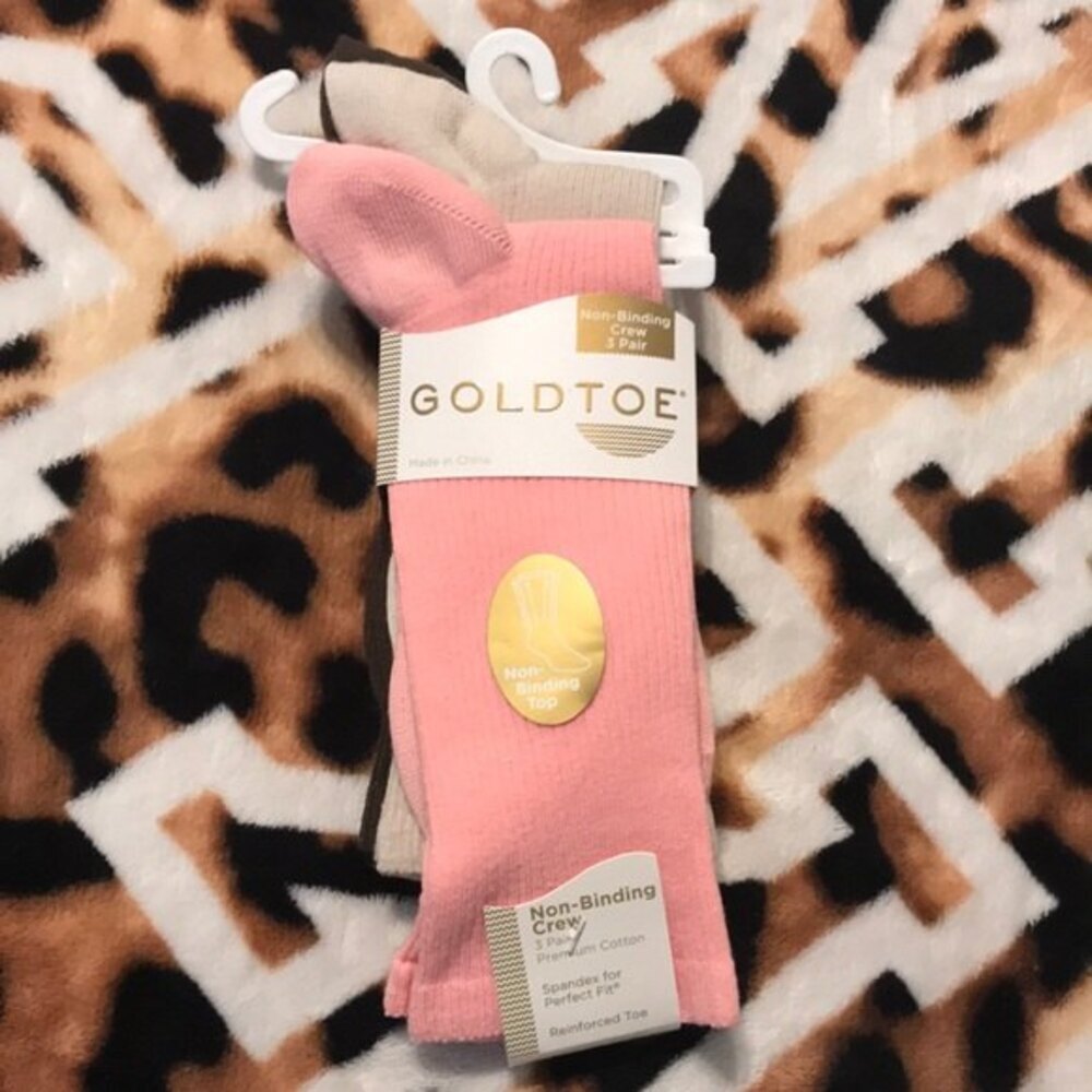 Gold toe non binding crew socks size 6-9‎ spandex comfy